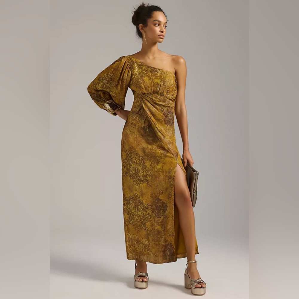 Anthropologie One-Shoulder Shine Dress Sz M